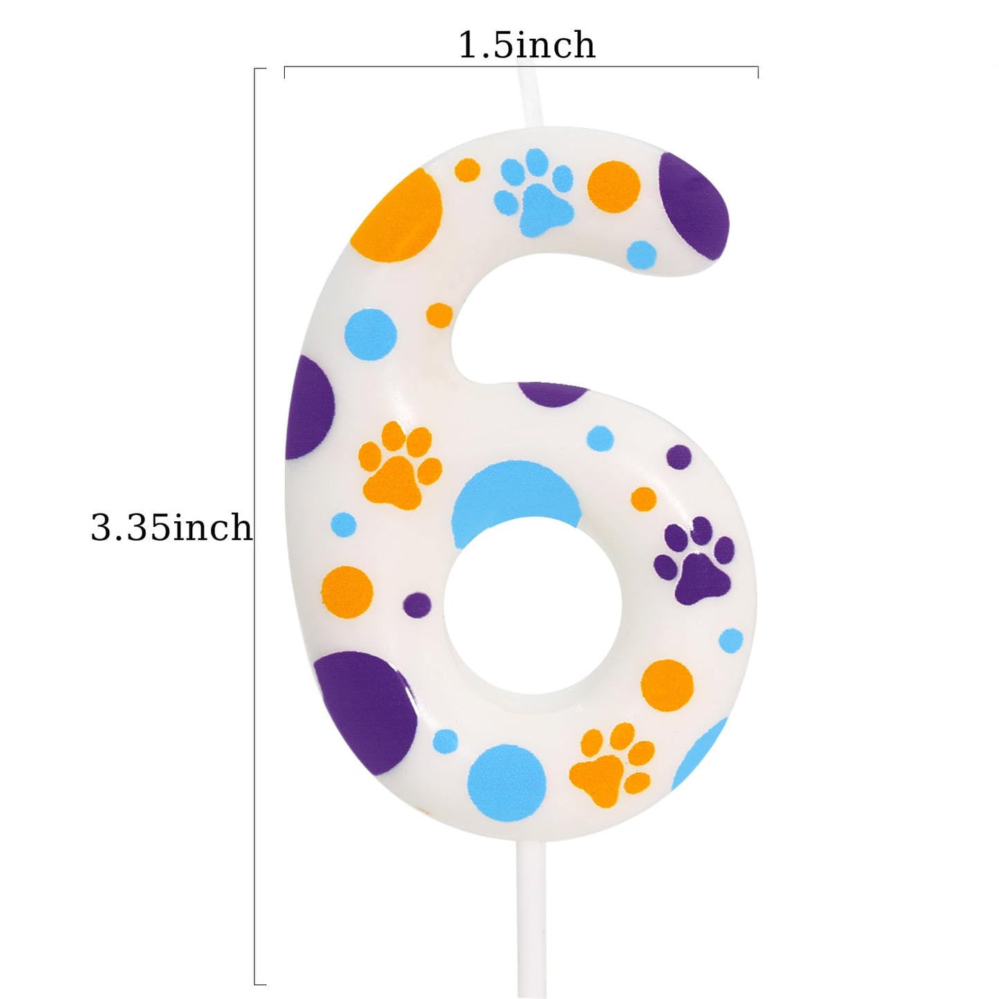 ElekFX Blue Dog Paw Themed Birthday Candles, Number 6 Paw Print Birthday Party Supplies, 2.76 inch Paw Cake Topper Decorations,