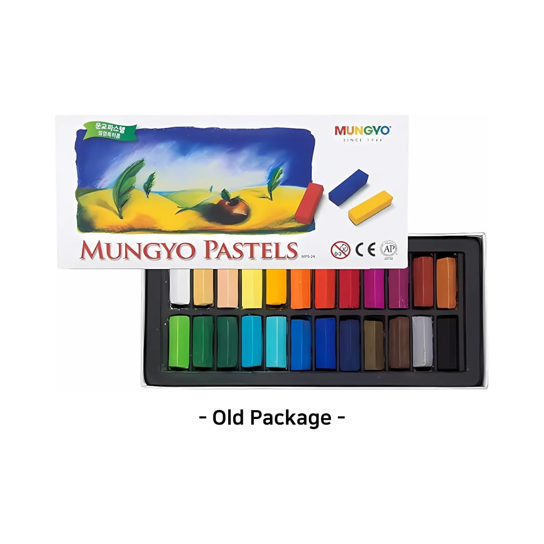 Mungyo Non-Toxic Square Soft Pastel Set - 24 Vivid Colors, Easy Blend for Artists, Short Length for Fine Detail - 27mm x 8mm Sti