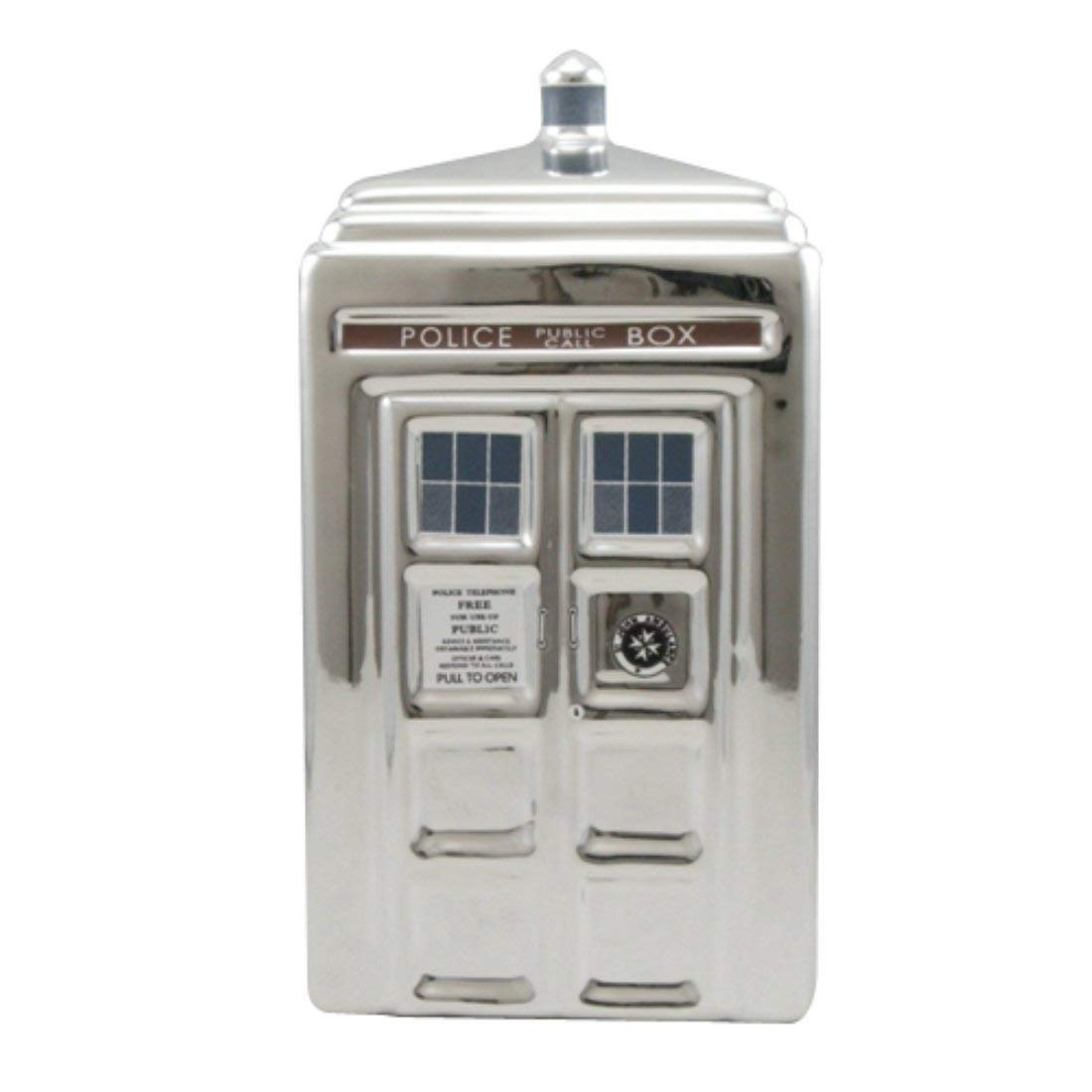 Doctor Who 50Th Anniversary Silver Tardis Ceramic Money Bank