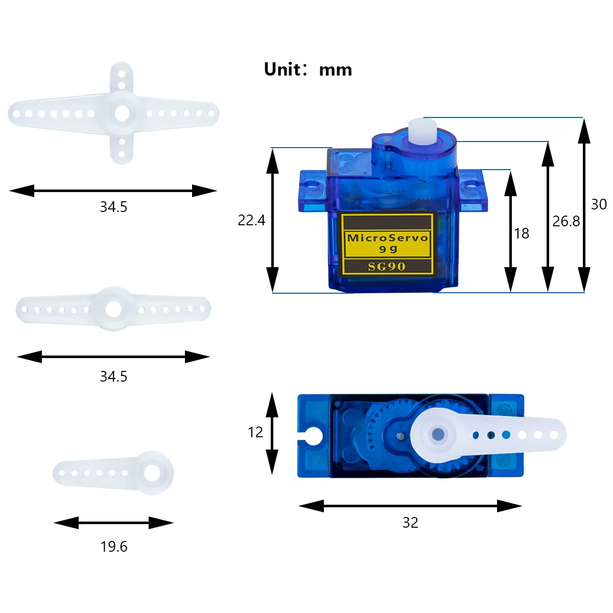 Hosyond 10 Pack Servo Motors SG90 9G Micro Servo for RC Robot Helicopter Airplane Boat Remote Control Toys, Servo for Arduino Pr