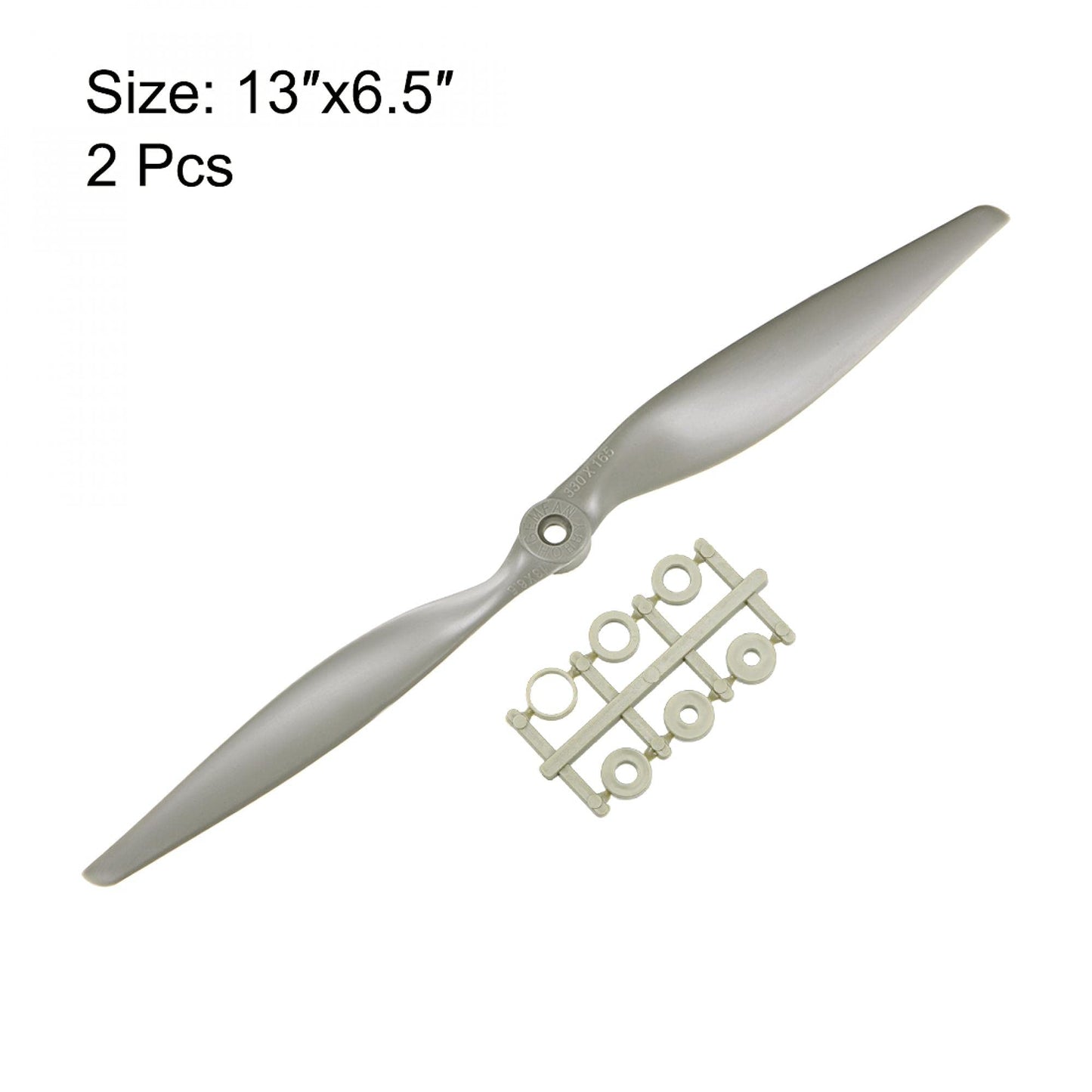 Uxcell Rc Propellers Cw 13X6.5 Inch 2-Vane For Airplane Nylon Gray 2Pcs With Adapter Rings