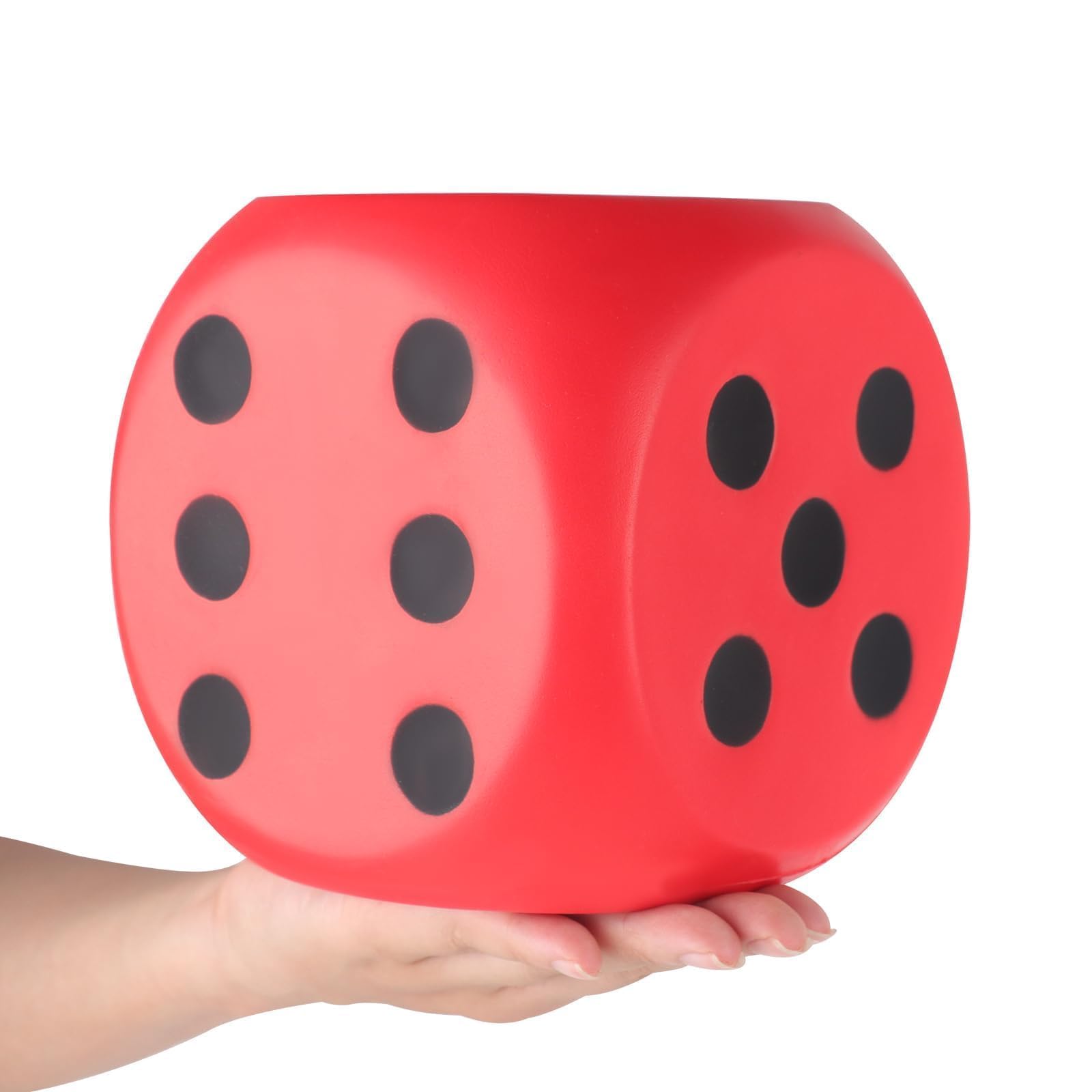 Anboor 5.9'' Large Dice Squishies Foam Dice Jumbo Squeeze Toys, Giant Dice Game Collection Decorative Props(Red)