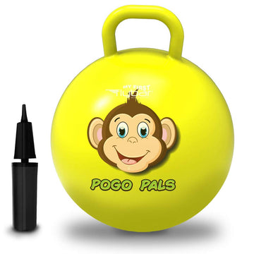 Flybar Hopper Ball For Kids - Bouncy Ball With Handle, Durable Bouncy Balls, Kangaroo Ball, Exercise Ball, Indoor And Outdoor Toy, Pump Included, Toddler Toys For Boys And Girls, Ages 3 And Up (Mnk S)