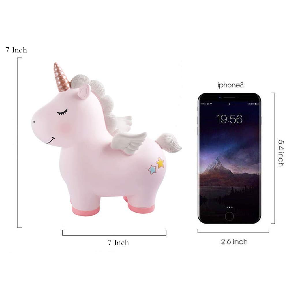 Yeirve Piggy Bank For Girls Kids, Resin Unicorn Piggy Bank, Kid‘S Money Banks Coin Banks, Gift Package,Girls Piggy Bank For Kids,Best Christmas Birthday Gifts For Kids