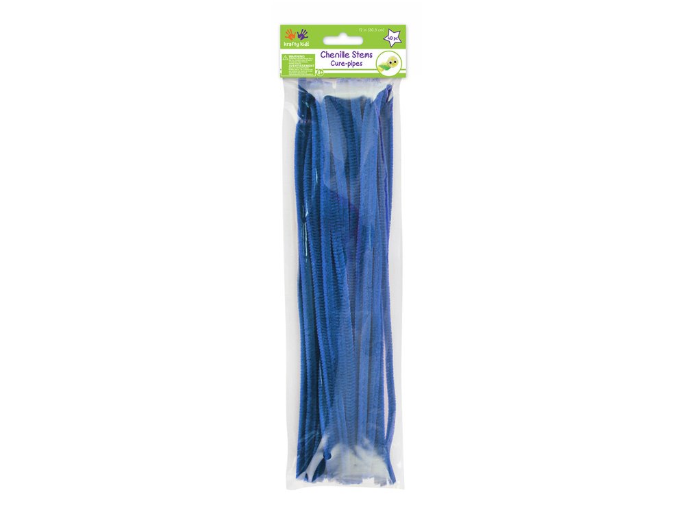 Krafty Kids GC024M 40 Piece Chenille Stems Pipe Cleaners, 6mm by 12, Royal Blue