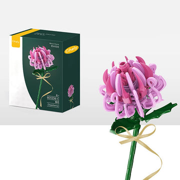 Cihely Flower Bouquet Building Blocks Kits Chrysanthemum Pink 601236-C, Artificial Flowers Building Project To Release Stress An