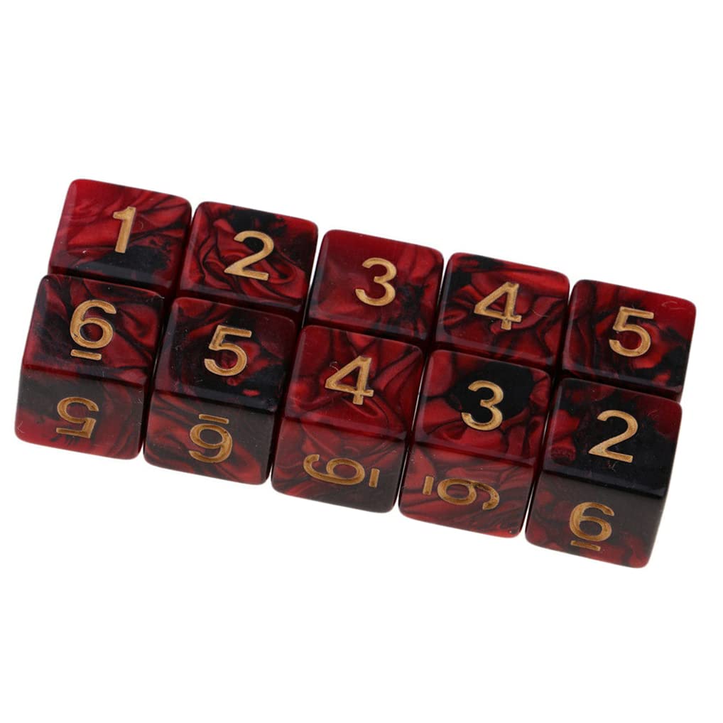 Yiotfandoll 10PCS Polyhedral Dice D6 Dice 16mm Acrylic 6 Sided Dice Double Colors Game Dice for RPG MTG DND Dice Table Games (Re