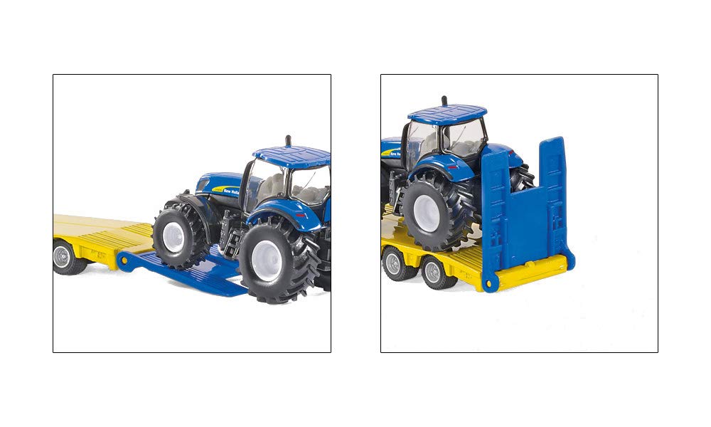 Siku 1805, Lorry with New Holland Tractors, 1:87, Metal/Plastic, Yellow/Blue, Multifunctional