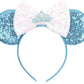 CLGIFT Princess Minnie Ears,Pick your color, Flower Minnie Ears, Floral minnie ears, Purple Sparkle Mouse Ears (Cinderella)