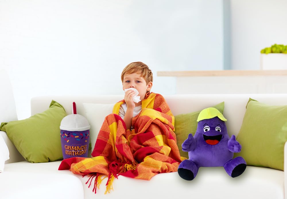 Vaoux Grimace Plush,2Pcs Grimace Shake Yellow Hat Plush Toy,Stuffed Animal Toy Game Doll Toy Fans Anime Great Gift For Boys And Girls (2Pcs)