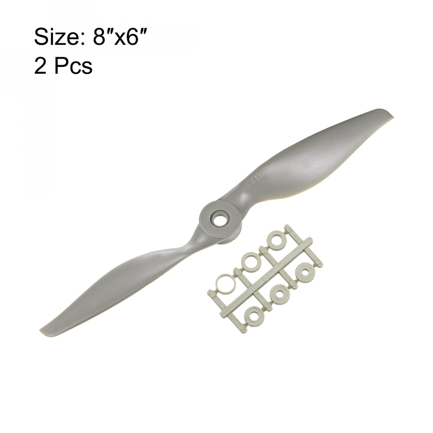 Uxcell Rc Propellers Cw 8X6 Inch 2-Vane For Airplane Nylon Gray 2Pcs With Adapter Rings