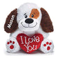 Personalized Valentine's Day Sitting I Love You Puppy with Heart Plush Stuffed Animal Toy for Boys or Girls with Custom Name - 9 Inches