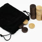 Da Vinci Solid Wood Backgammon And Checkers Pieces 30 Replacement Ridged Game Chips With Cloth Storage Bag (1 Inch Diameter)