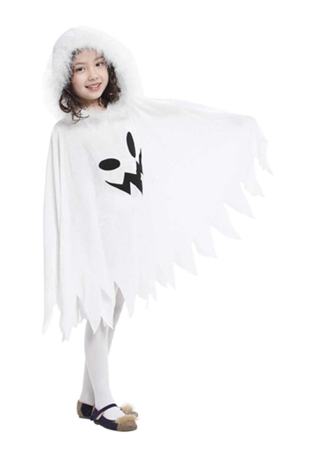 Brcus Kids White Ghost Halloween Cloak Costumes Toddlers Elf Cape Cosplay Role Play 4-6 Years