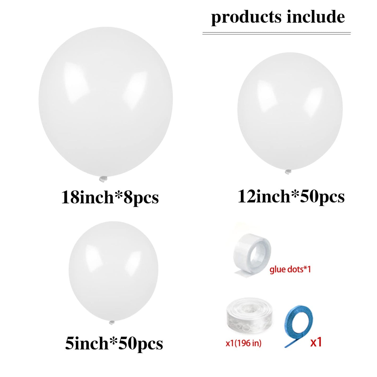 Kawkalsh White Balloon Arch Kit 111Pcs 18 12 5 Inch Latex Party Balloons Garland For Birthday Baby Shower Wedding Engagement Ann
