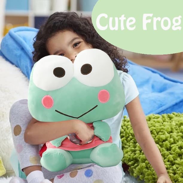 ELAINREN Donut Frog Plush Cuddly Frolick Frog Stuffed Animals Green Fernando Frog Plushie Gifts Easter/Birthday 13.8''