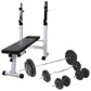 vidaXL Workout Bench, Adjustable Weight Bench with Barbell and Dumbbell Set, Exercise Bench with Weight Rack, Gym Bench for Trai