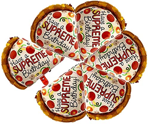 Atpata Funky Pizza Theme Birthday Balloon Bouquets For A Supreme Pizza Party (Pizza Slice 6 Pieces)