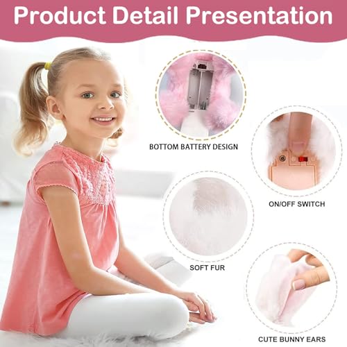 Teotopoa My Realistic Bunny Toy,Vitality Bliss Bunny,Hopping Bunny Toy,Rabbit Plush Interactive Toys,Wiggle Ears Twitch Nose,Ele