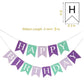Tellpet Mermaid Purple Happy Birthday Banner With 5 Pcs Gold Confetti Balloons