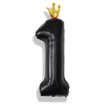 Crown Black 1 Balloon Number For Girls 1St Birthday Party, 40 Inch Large Number Foil Helium Balloons 0-9, For Boys 25St Birthday