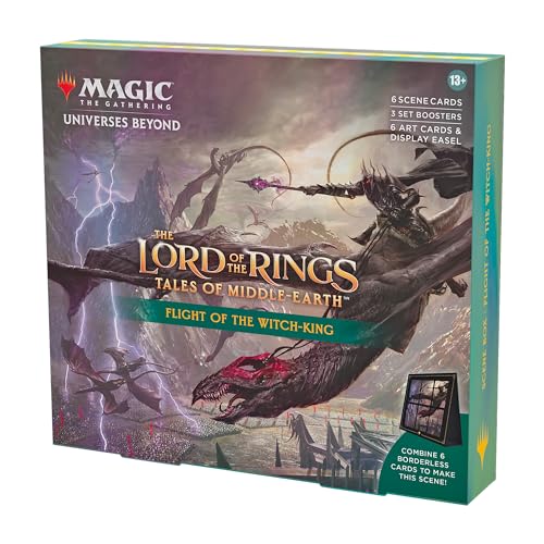 Magic The Gathering Scene Box - Flight of The Witch-King, 6 Scene Cards, 6 Art Cards, 3 Set Boosters, Multicolor, Model D34860000