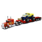 New-Ray New 1:32 Newray Truck & Trailer Collection - Red Peterbilt Model 379 Lowboy With Monster Truck Diecast Model Toys