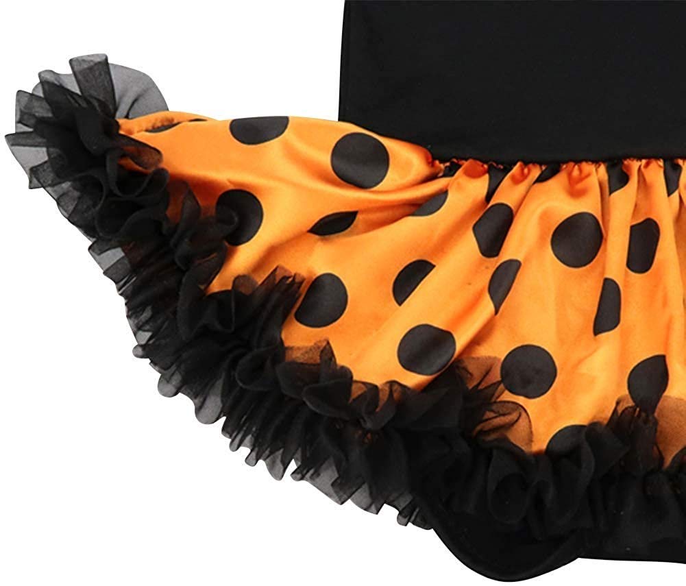 HOIZOSG Baby Girls Princess Costume Pumpkin Halloween Christmas Party Outfits Birthday Romper Tutu Dress w/Headband Shoes M