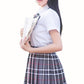 Girl'S School Uniform Plaid Pleated Costumes Skirts (M, Grey Mixed White)