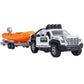 Pickup Truck Trailer Towing Speed Boat 2 in 1 Playset Diecast Model Car Metal Pull Back Toy Cars 1/36 SUV Vehicle Outdoor Sandbo