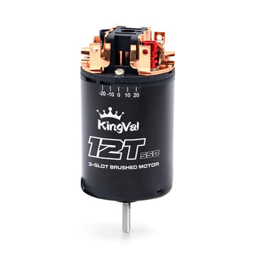KingVal Replacement 3-Solt 550 12T Brushed Motor Replaceable Carbon Brush Shaft 3.175mm with 2 Cables Compatible with 1/10 1/12