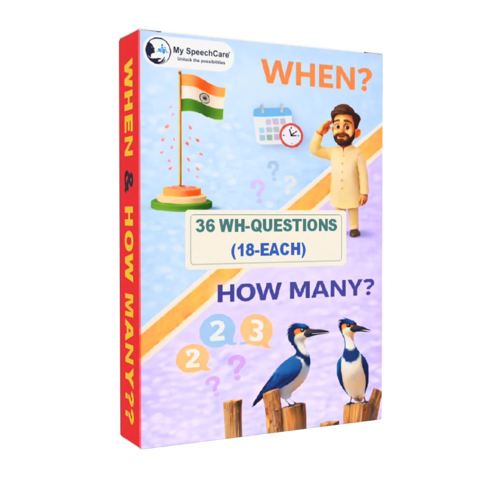 My Speechcare Wh Question Cards For Kids  When & How Many | Language & Counting Skills Flashcards | Question & Answer Learning