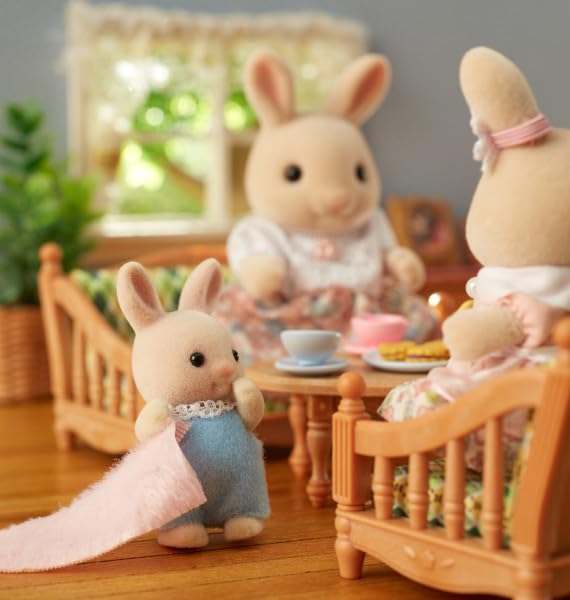 Calico Critters Milk Rabbit Family - Set of 4 Collectible Doll Figures, Plastic, Multicolor, Ages 3+ - Model CC2075