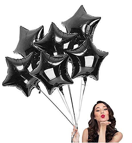 GRAND SHOP 50720 Star Shape 18 In Foil Balloons  Black (Pack of 5)
