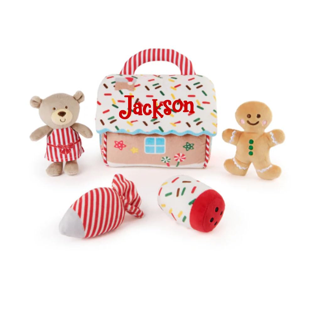 The Trendy Turtle Personalized My First Sound Toys and Bag Sets Plush Stuffed Playsets for Boys and Girls (Personalized Gingerbr
