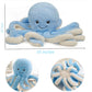 JOSON Cute Octopus Plush Toy - Soft 16 Inch Stuffed Animal, Blue, Short Plush, Ideal for Kids and Adults