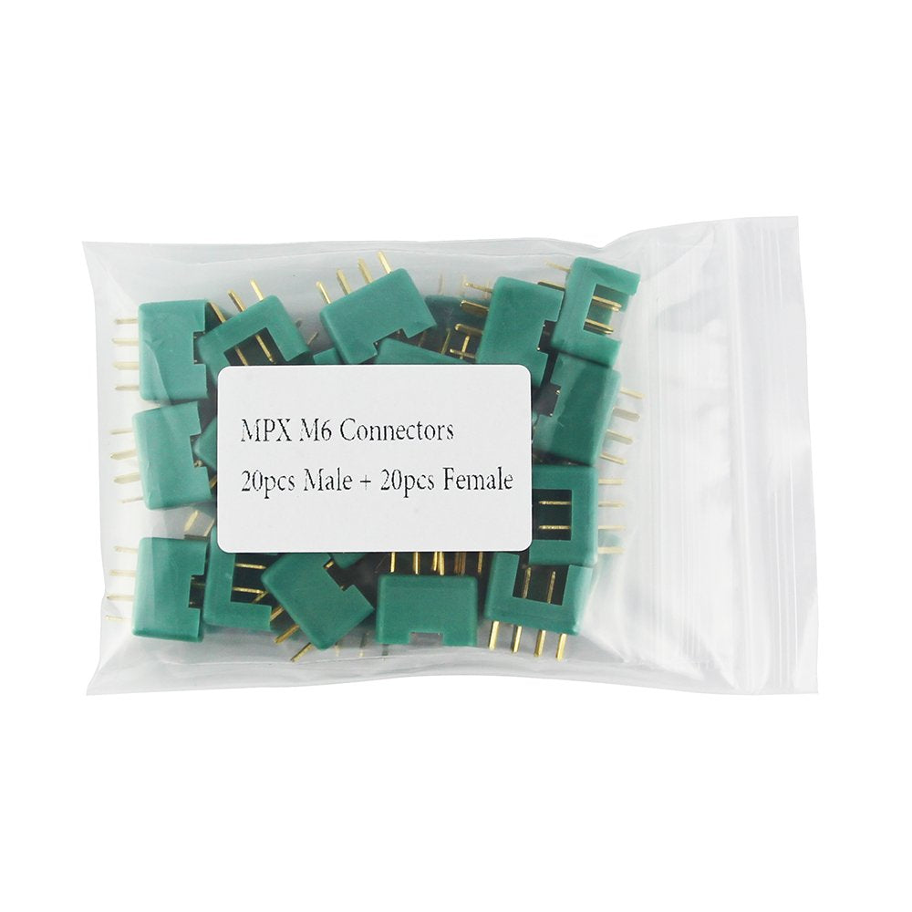 OliYin 20 Pairs MPX Multiplex Connectors 6 Pin MPX Plug Male and Female for RC LiPo Battery ESC Motor