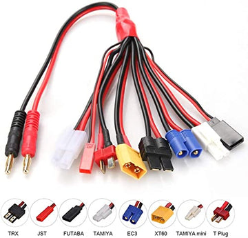RC Lipo Battery Charger Adapter Connector Splitter Wire 8 in 1 Octopus Convert Cable to 4.0mm Banana Plug Lead Cable for TRX, T-