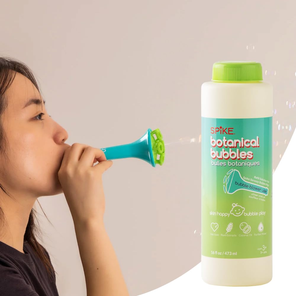 Innobaby Botanical Bubble Solution for Sensitive Skin - 16 oz Refill for Spike Blower Wand and Manual Bubble Toys - Ready to Use - Mess Free - Non Toxic