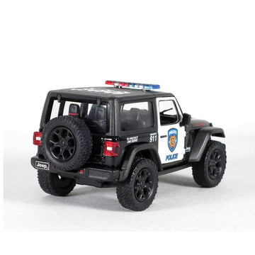 KiNSMART 5" Die-cast Jeep Wrangler Rubicon Police Edition Model 5412 - Black/White Plastic