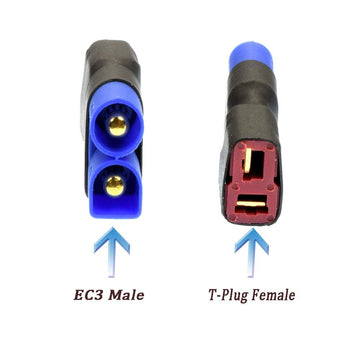 LinsyRC 2pcs EC3 Male to T-Plug Female Connector Adapter and 2pcs EC3 Female to T-Plug Male Connector Adapter for RC Lipo Batter