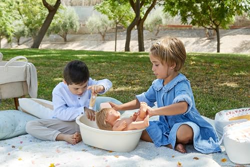 Miniland Bathtub and Rainbow Sponge Set - Bioplastic, Beige, 15 3/4 inches, Model 31100