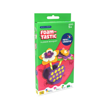 Fevicreate Build-N-Create Foam-Tastic Flower Bouquet Kit | Flower Making | Foam Craft | Develop Fine Motor Skills | Travel Frien