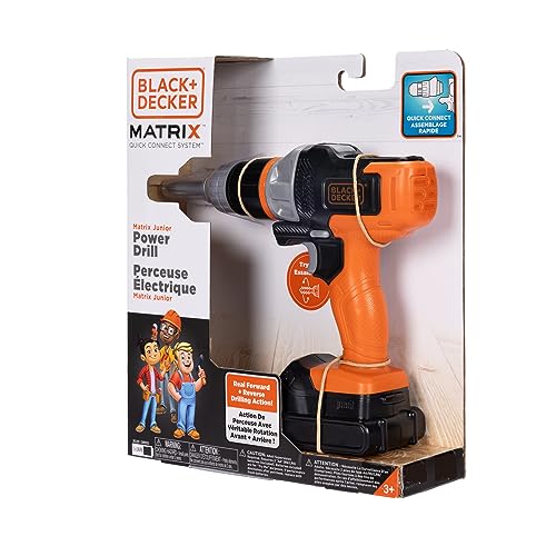BLACK+DECKER Matrix Jr. Power Drill Toy, 10.5"H x 9"L x 2.5"W, Plastic, B&D Matrix Jr. Drill, Forward & Reverse Action