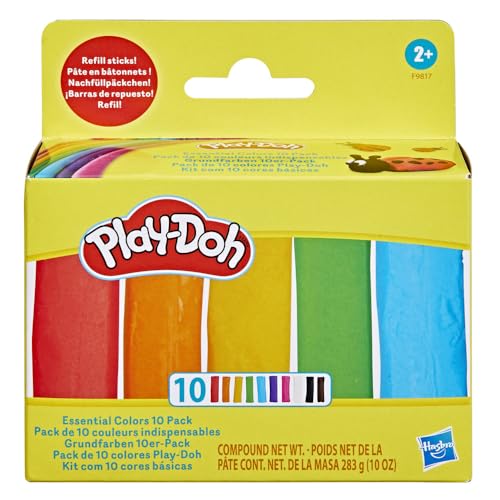 Play-Doh Essential Colors 10 Pack of Refill Sticks, Great for Classrooms and Party Favors, Kids Arts and Crafts Toys for 2 Year