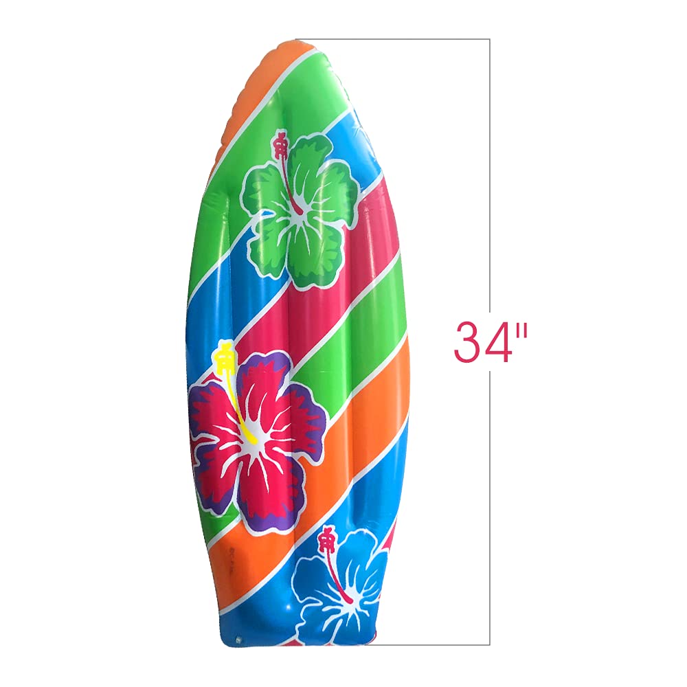 Artcreativity 34' Luau Surfboard Inflate, Inflatable Surfboard For Beach, Tropical And Luau Party Decorations, Inflatable Pool Toy For Kids And Adults, Beach Party Inflate
