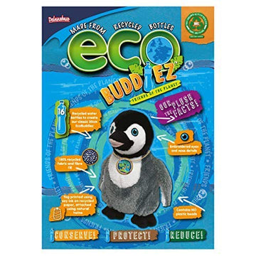 Ecobuddiez - Penguin From Deluxebase. 12 Inch Penguin Plush Toy. Eco Friendly Child Safe Penguin Stuffed Animal Made From Recycled Plastic Bottles.