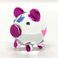 Sansukjai Pig Tiny Miniature Figurines Animals Hand Blown Glass Art Collectible Gift Decorate, V1 (Heart Violet)