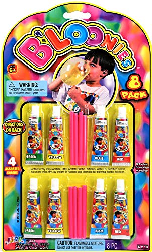 Ja-Ru Bloonies Magic Plastic Bubbles Balloons Variety Pack (8 Tubes Per Pack)| Kids Super Elastic | Blow Up Balloons With Straw | Party Favors And Gifts Fidget Toy. 774-1A