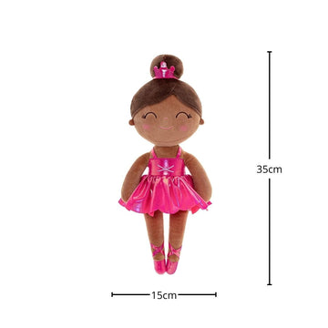 Gloveleya Baby Doll Ballerina Girl Gift Ballerina Plush Soft Doll Colorful Haze Gold Ballet Series-Rose Red 13 Inch With Gift Box
